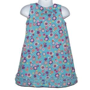 HANNA ANDERSSON Dress, 4T/100, Blue Floral, Sleeveless, Ruffle hem